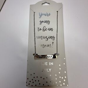 Occasionally Made Maternity Due In July Silver Stainless Steel Bar Necklace New